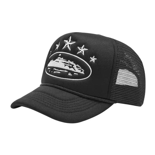 Corteiz 5 Starz Alcatruz Trucker Hat ( Black )